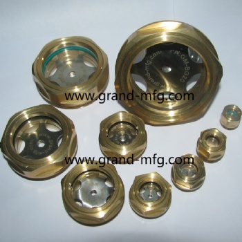 GrandMfg® Circular Brass Oil level Sight Glass Ölschauglas With Relfector(BSP & Metric Thread)