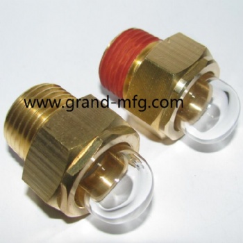 GrandMfg® Domed Hexagon Brass Oil Sight Glass plugs (NPT,BSP & Metric Thread)