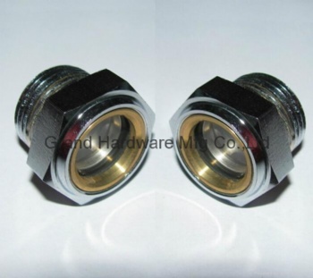 Hexagon Carbon Steel Oil level Sight Glass Plugs NPT Thread Plated
