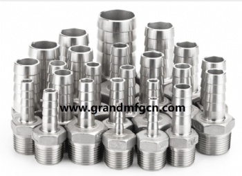 CNC precision stainless steel thread barb fitting connector